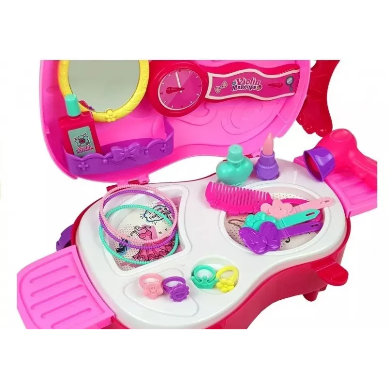 Penteadeira portátil LEAN TOYS em forma de estojo de violino com espelho - mala de vaidade em pele sintética preta