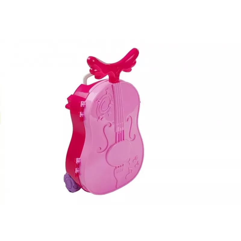 Penteadeira portátil LEAN TOYS em forma de estojo de violino com espelho - mala de vaidade em pele sintética preta