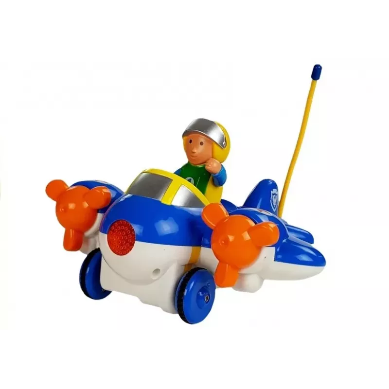 LEAN TOYS Avião R/C para bebé com volante de controlo remoto azul