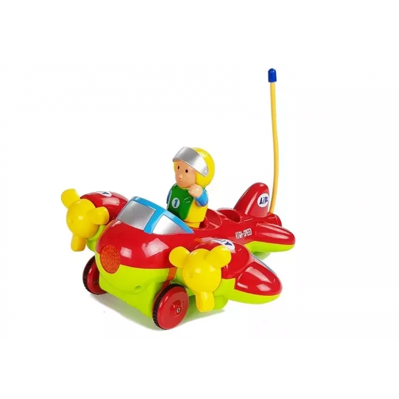 LEAN TOYS Avião R/C para bebé com volante de controlo remoto vermelho