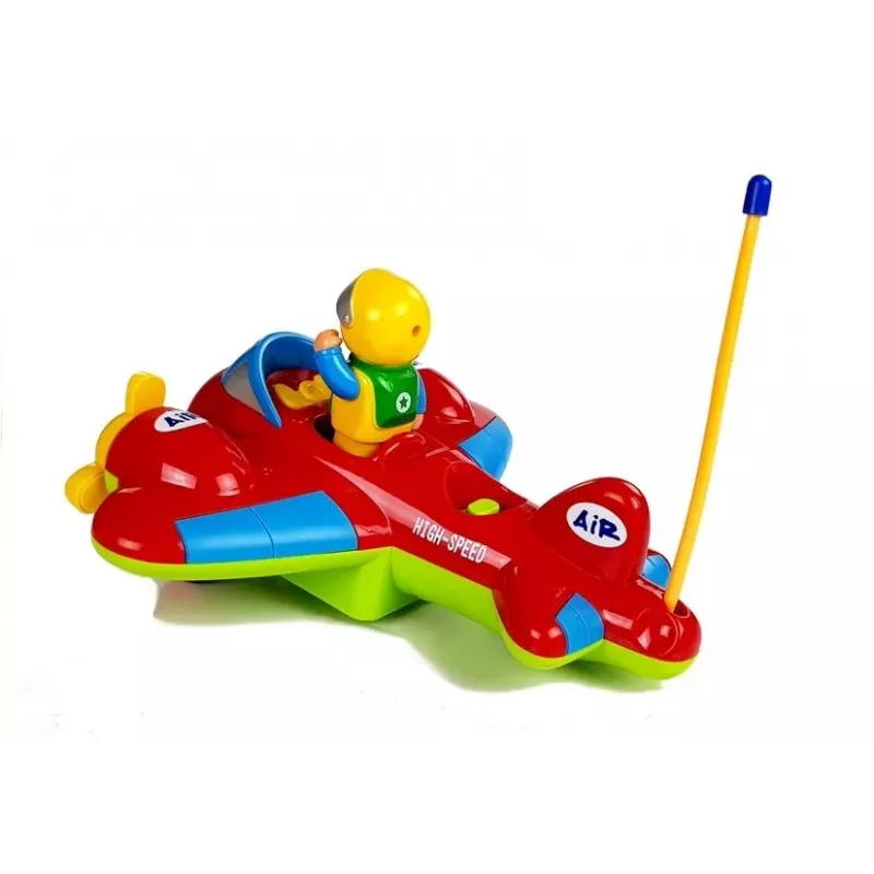 LEAN TOYS Avião R/C para bebé com volante de controlo remoto vermelho