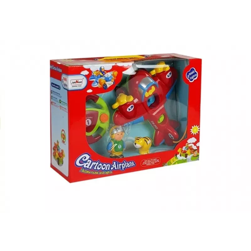 LEAN TOYS Avião R/C para bebé com volante de controlo remoto vermelho