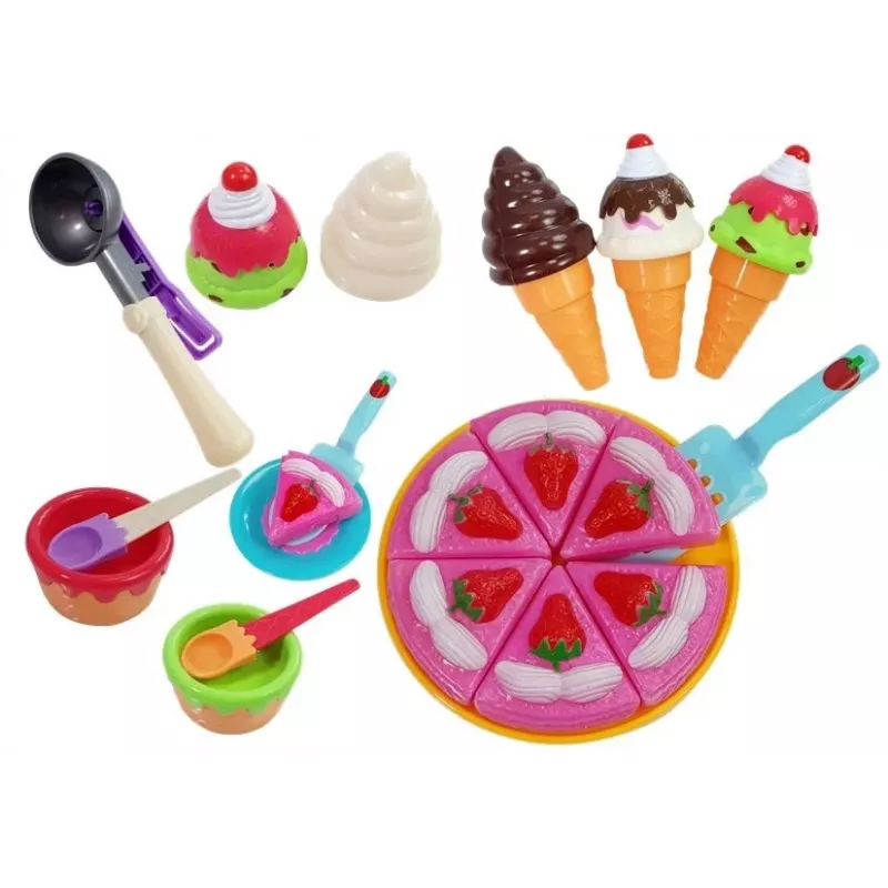 LEAN TOYS Conjunto de doces sobremesas gelado bolachas acessórios - conjunto de comida de brincar