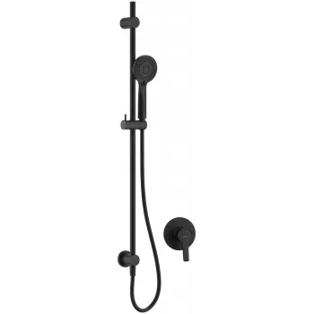 Conjunto de chuveiro encastrado DEANTE com barra, preto mate, cabeça de chuveiro quadrada de 250x250mm, série Arnika