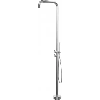 DEANTE Coluna de duche de jardim com lava-pés, aço inoxidável escovado AISI 304, 2 saídas, 2150 mm