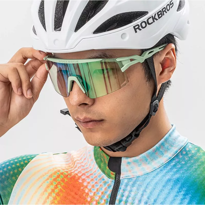 Óculos de ciclismo fotocromáticos Rockbros com proteção UV e inserto corretivo, preto transparente