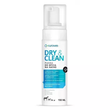 Espuma de limpeza sem água EUROWET Dry & Clean para cães e gatos - 150 ml