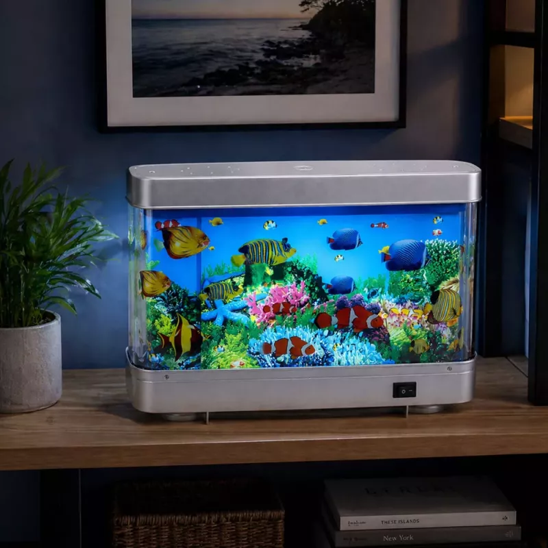 LEAN Luz noturna decorativa LED para aquário 3D peixe móvel colorido