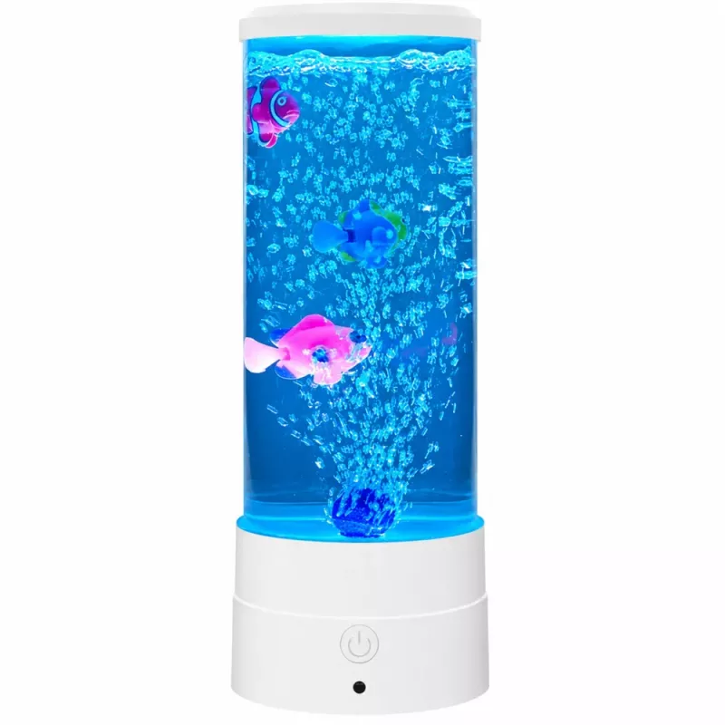 LEAN Candeeiro noturno decorativo LED RGB aquário com peixes 16 cores USB branco