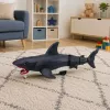 LEAN TOYS Tubarão RC com controlo remoto, move a cauda, luzes, efeito de fumo, preto