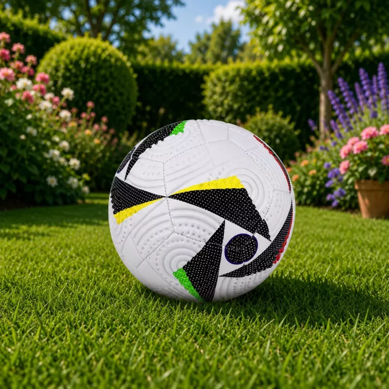 LEAN TOYS Bola de futebol de treino para relva natural, branca com padrão, tamanho 5 (22 cm)