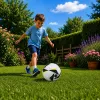 LEAN TOYS Bola de futebol de treino para relva natural, branca com padrão, tamanho 5 (22 cm)