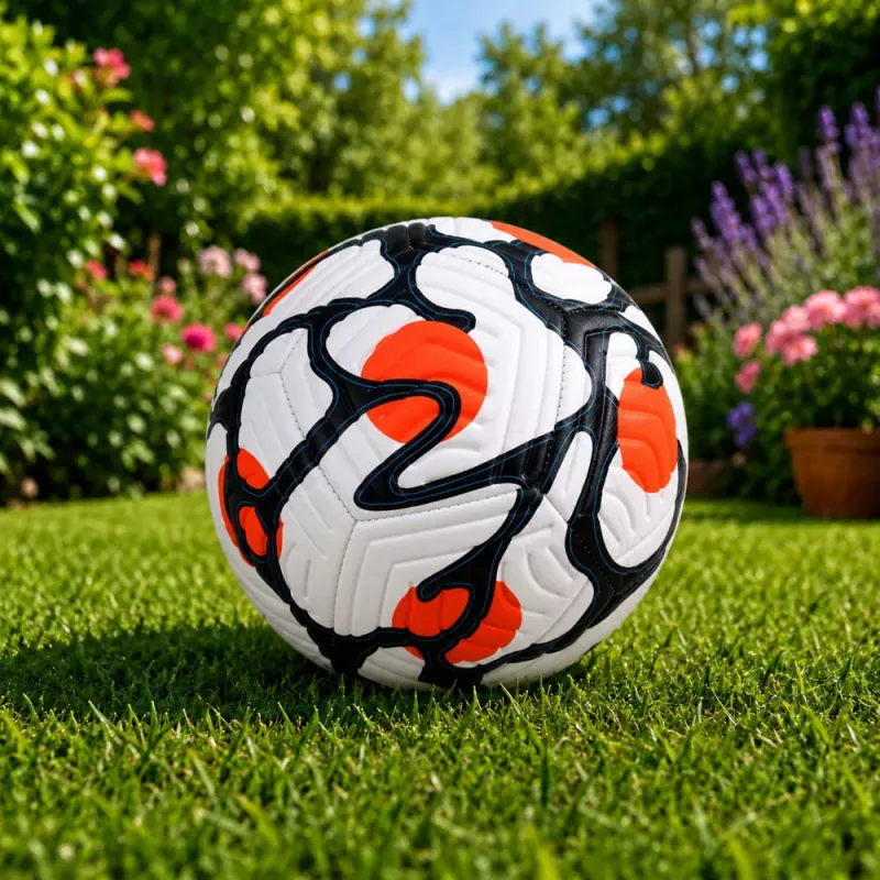 LEAN TOYS Bola de futebol de treino para relvados, branca e laranja, 22 cm, tamanho 5