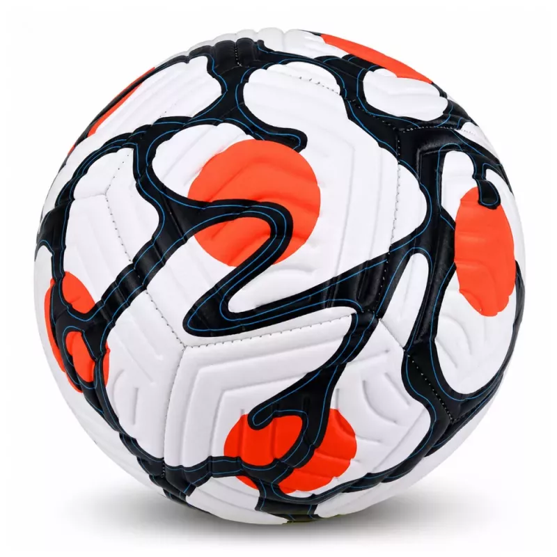 LEAN TOYS Bola de futebol de treino para relvados, branca e laranja, 22 cm, tamanho 5
