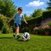 LEAN TOYS Bola de futebol de treino para relva natural, branca, com padrão, 22 cm, tamanho 5