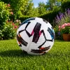 LEAN TOYS Bola de futebol de treino para relva natural, branca, com padrão, 22 cm, tamanho 5