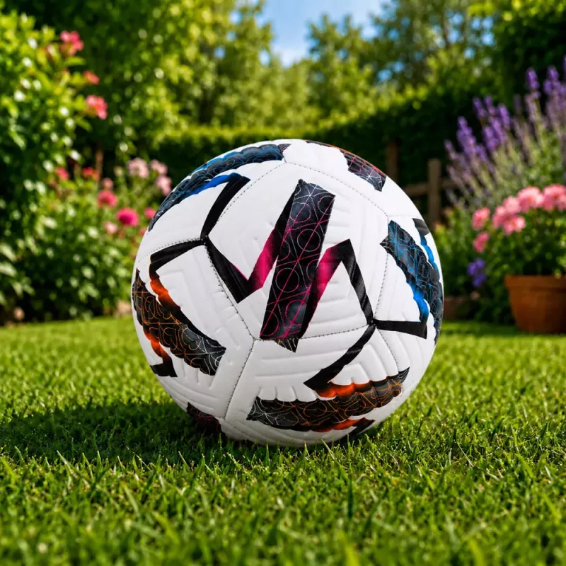 LEAN TOYS Bola de futebol de treino para relva natural, branca, com padrão, 22 cm, tamanho 5