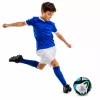 LEAN TOYS Bola de futebol de treino para relvados, preta e azul, 22 cm, tamanho 5