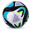 LEAN TOYS Bola de futebol de treino para relvados, preta e azul, 22 cm, tamanho 5