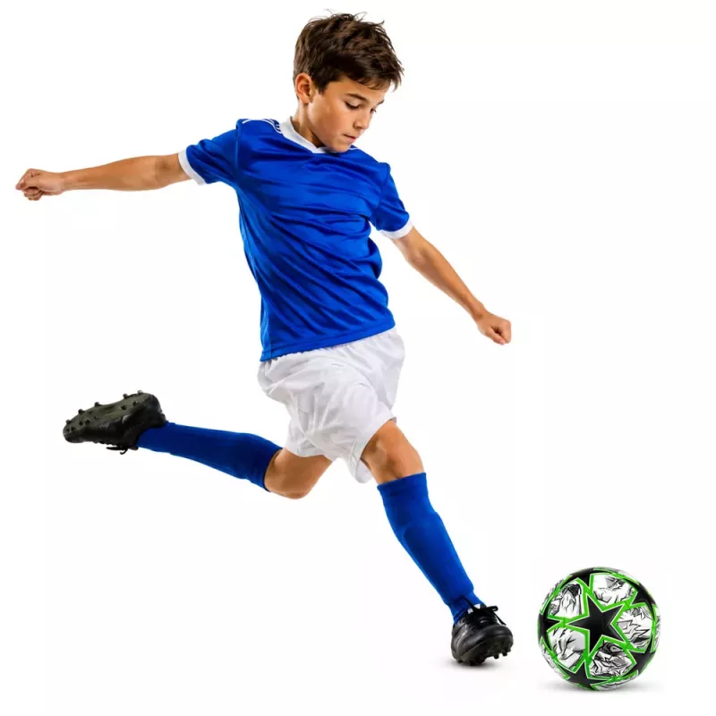 LEAN TOYS Bola de futebol de treino para relvado Green Stars 22cm tamanho 5