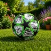 LEAN TOYS Bola de futebol de treino para relvado Green Stars 22cm tamanho 5