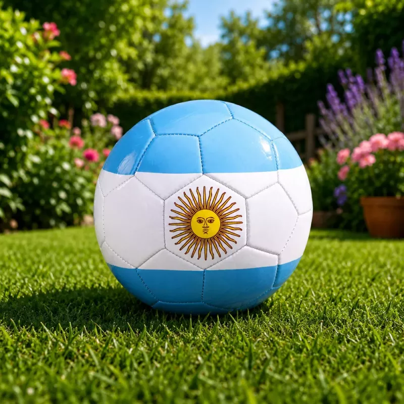 LEAN TOYS Bola de futebol de treino para relvado, cores da Argentina, 22 cm, tamanho 5