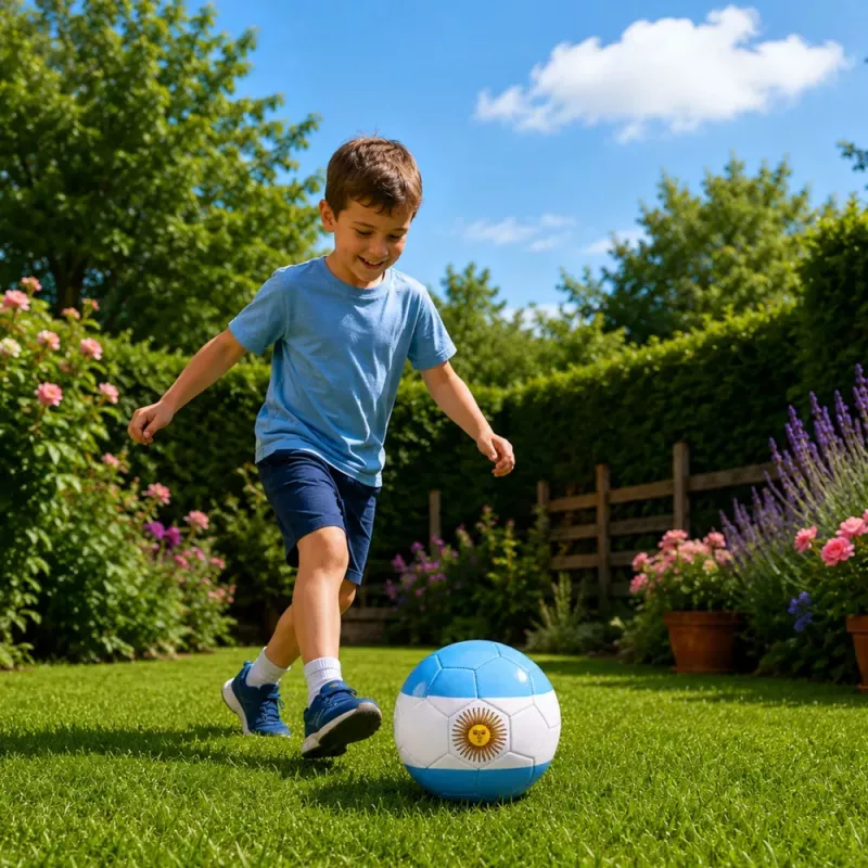 LEAN TOYS Bola de futebol de treino para relvado, cores da Argentina, 22 cm, tamanho 5