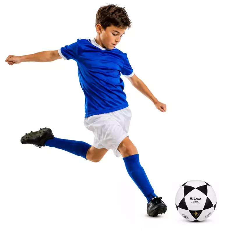 LEAN TOYS Bola de futebol de treino para relvado preto-branco Milasa 22cm tamanho 5