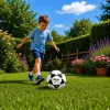 LEAN TOYS Bola de futebol de treino para relvado preto-branco Milasa 22cm tamanho 5