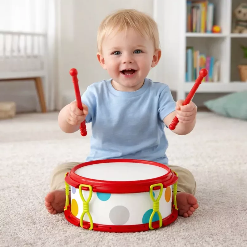 LEAN TOYS Instrumentos musicais para crianças tambor maracas pandeireta castanholas