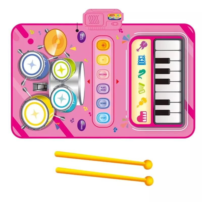 LEAN TOYS Tapete interativo de música e dança bateria piano educativo 2 em 1