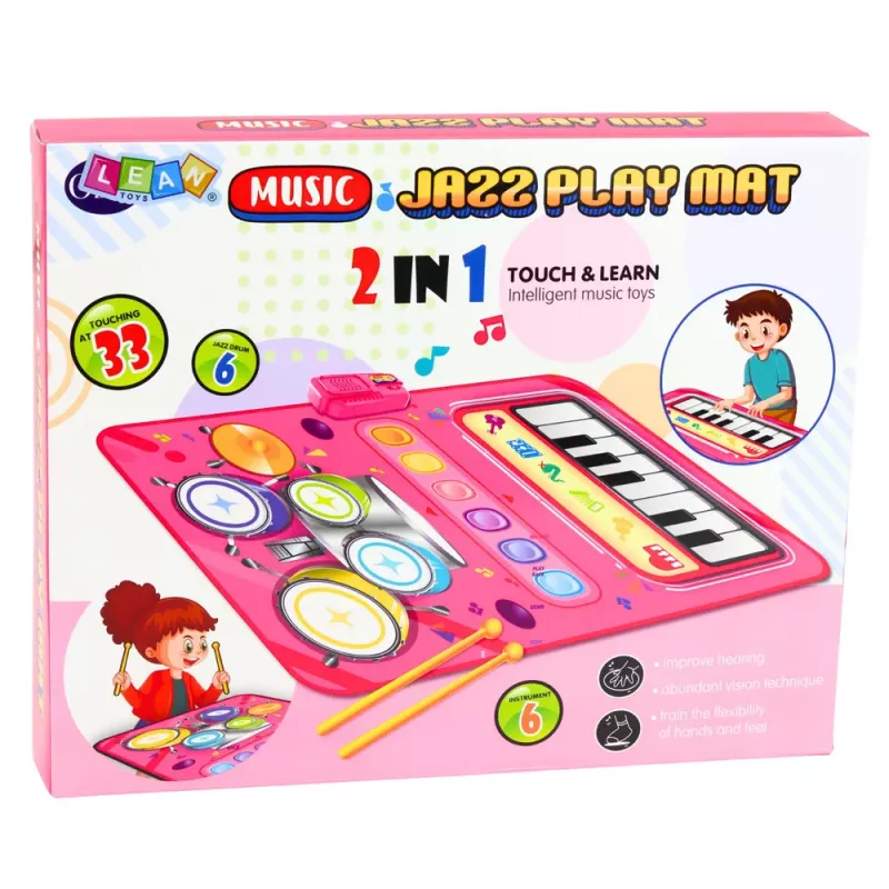LEAN TOYS Tapete interativo de música e dança bateria piano educativo 2 em 1