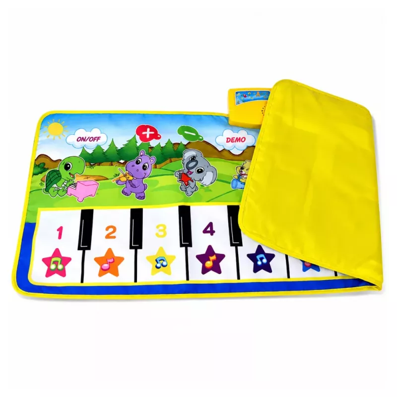 LEAN TOYS Brinquedo educativo tapete musical piano animais instrumentos sons 100x36 cm