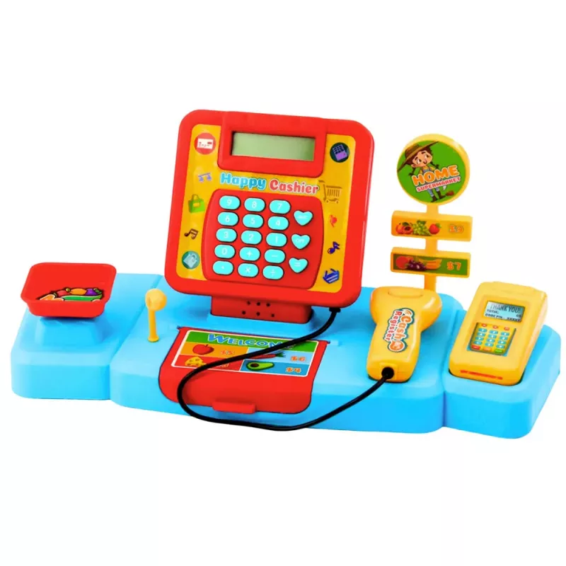 LEAN TOYS Carrinho de compras de supermercado interativo com scanner e balança