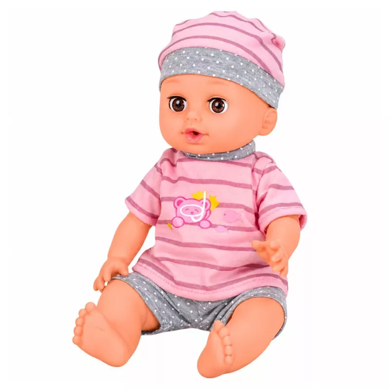 LEAN TOYS Boneca bebé interativa com função de fazer chichi, carrinho, berço e acessórios conjunto 3 em 1
