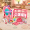 LEAN TOYS Boneca bebé interativa com função de fazer chichi, carrinho, berço e acessórios conjunto 3 em 1