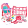 LEAN TOYS Conjunto interativo 3 em 1 boneca bebé com função de fazer chichi, carrinho e berço