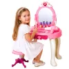 LEAN TOYS Penteadeira infantil com cadeira, luzes, secador, acessórios, sons, rosa