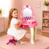 LEAN TOYS Penteadeira infantil com cadeira, luzes, secador, acessórios, sons, rosa