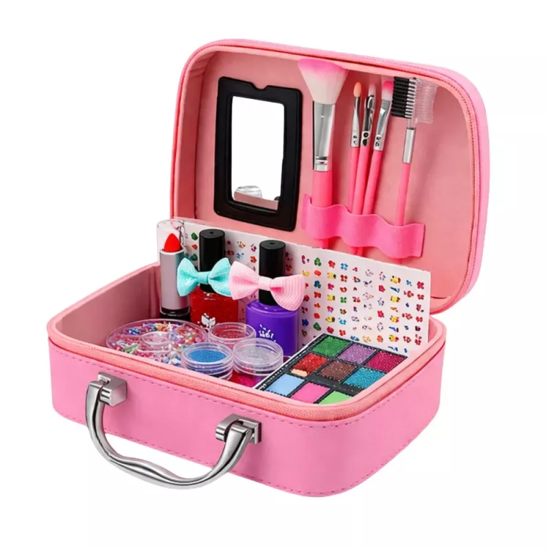 LEAN TOYS Conjunto de beleza bolsa de cosméticos para crianças acessórios de unhas secador 20 peças