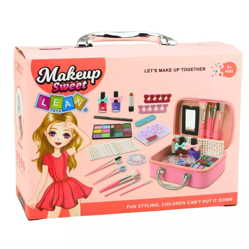 LEAN TOYS Conjunto de beleza bolsa de cosméticos para crianças acessórios de unhas secador 20 peças