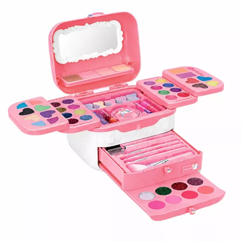 LEAN TOYS Conjunto de beleza estojo de maquilhagem infantil rosa unicórnio 72 peças