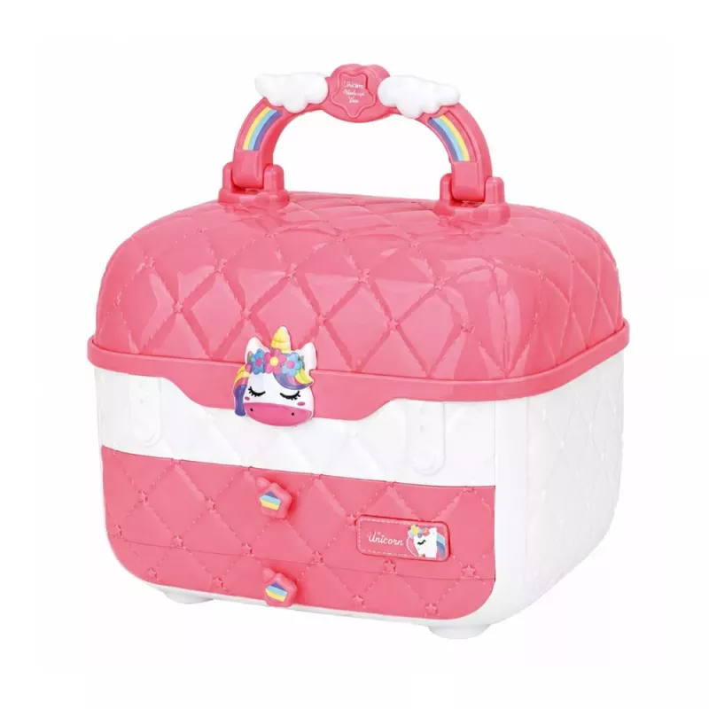 LEAN TOYS Conjunto de beleza estojo de maquilhagem infantil rosa unicórnio 72 peças