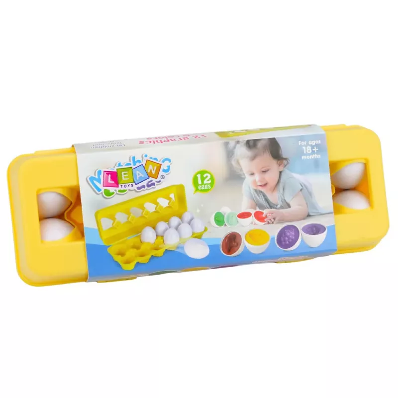 LEAN TOYS Classificador de Ovos Educativo, Correspondência de Formas, Frutas Coloridas, 12 unid.