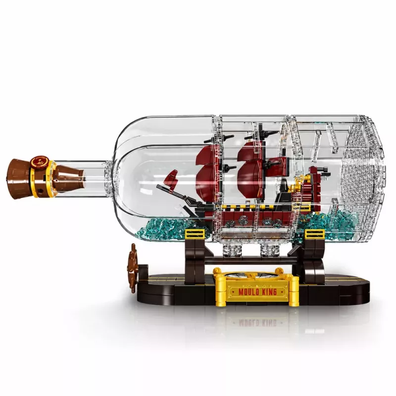 LEAN TOYS Barco numa Garrafa Blocos de Construção Barco à Vela Decorativo Castanho 885 peças