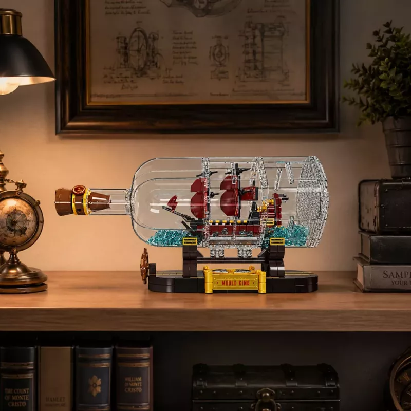 LEAN TOYS Barco numa Garrafa Blocos de Construção Barco à Vela Decorativo Castanho 885 peças