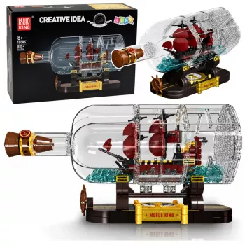 LEAN TOYS Barco numa Garrafa Blocos de Construção Barco à Vela Decorativo Castanho 885 peças