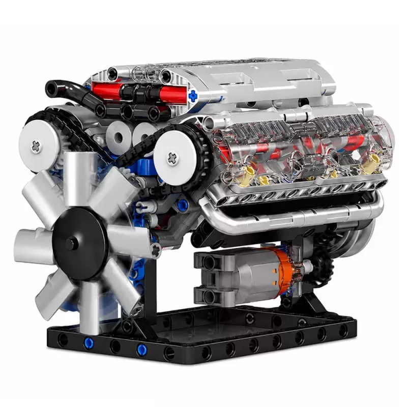 LEAN TOYS Blocos de Construção Motor V8 Modelo Mecânico com Pistões Móveis, 552 peças
