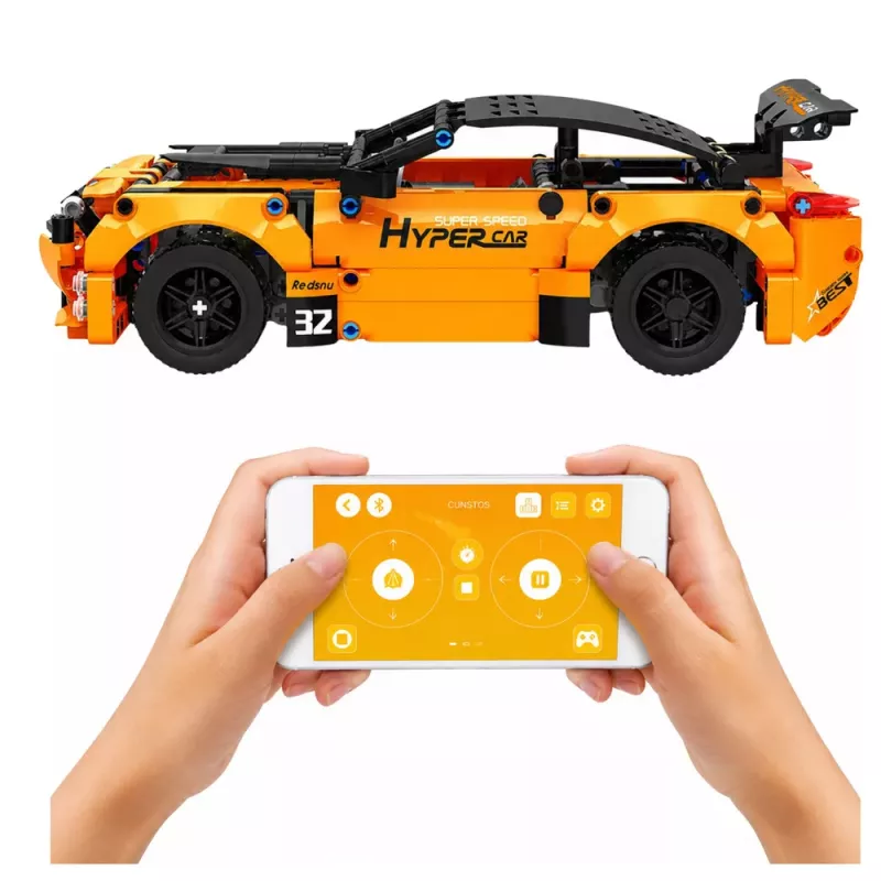 LEAN TOYS Carro RC Blocos de Construção com Controlo Remoto Laranja 545 unid.