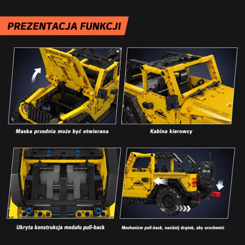 LEAN TOYS Blocos de Construção Carro Todo-o-Terreno Wrangler Amarelo 746 peças